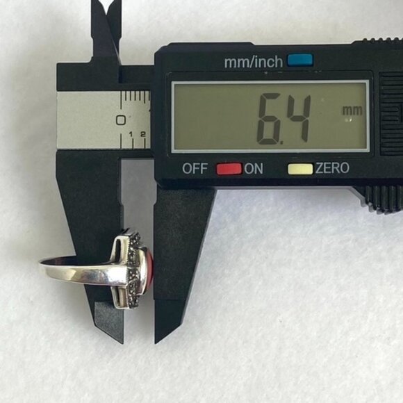 Sterling Silver 925 Square Pink Swirl Enamel Marcasite Halo Ring Sz 6.75 6g - Picture 16 of 16